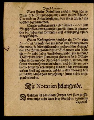 Die Notarien belangende.