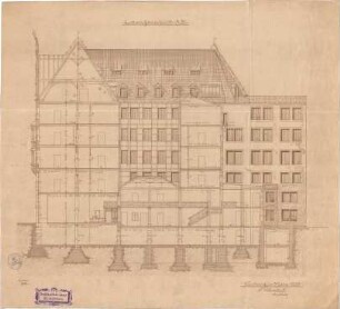 Pfann, Paul; Nürnberg, Königstr. 33-37; Wohn- und Geschäftshaus L. Ostermayr - Längsschnitt