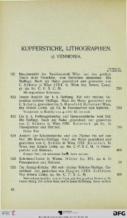 Kupferstiche, Lithographien (Nr. 521-591)