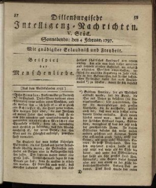V.Stück. Sonnabends: den 4. Februar 1797.
