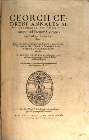 Georgii Cedreni Annales, Sive Historiae Ab Exordio mundi ad Isacium Comnenum usque Compendium