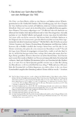1. Die Abtei von Saint-Bertin/Sithiu von den Anfängen bis 1100