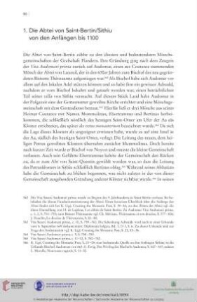1. Die Abtei von Saint-Bertin/Sithiu von den Anfängen bis 1100