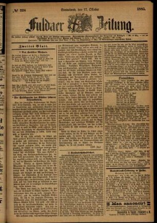 Ausgabe vom Samstag, den 17. Oktober 1885.