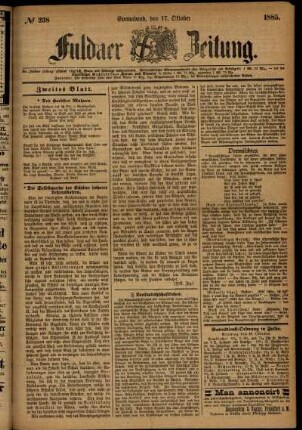 Ausgabe vom Samstag, den 17. Oktober 1885.
