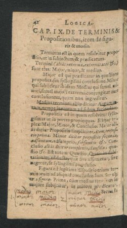 Cap. IX. De Terminis ac Propositionibus, item de figuris & modis.