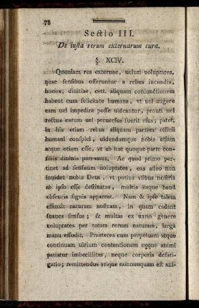 Sectio III. De iusta rerum externarum cura.