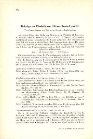 Beiträge zur Floristik von Süddeutschland III