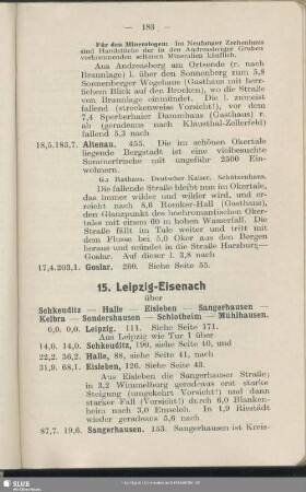 15. Leipzig - Eisenach : über Schkeuditz - Halle - Eisleben - Sangerhausen - Kelbra - Sondershausen - Schlotheim - Mühlhausen