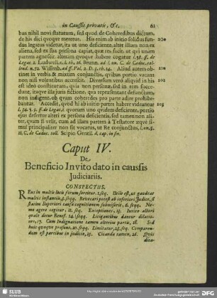 Caput IV. De Beneficio in caussis Iudiciariis