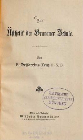 Zur Ästhetik der Beuroner Schule