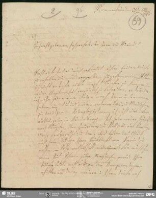Eigenh. Brief von Franz Bopp an August Wilhelm von Schlegel, Mommenheim, 26.08.1820