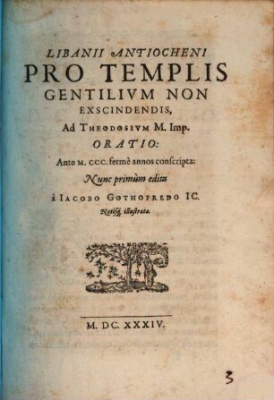 Pro templis gentilium non excindendis ... oratio ...