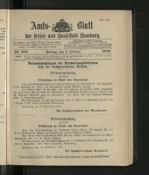 No. 206, 1. Oktober 1920