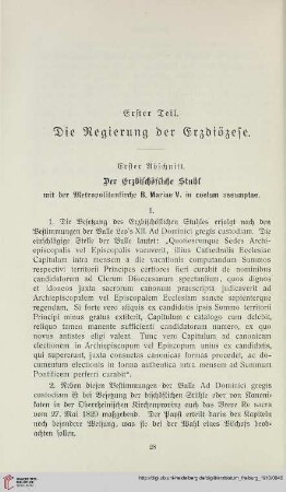 Erster Teil: Die Regierung der Erzdiözese