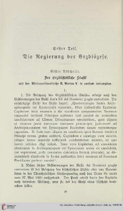 Erster Teil: Die Regierung der Erzdiözese