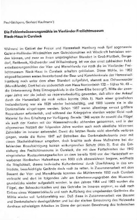 Die Feldentwässerungsmühle im Vierländer Freilichtmuseum Rieck-Haus in Curslack
