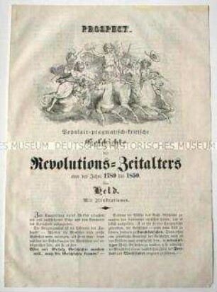 Prospect. Populair-pragmatisch-kritische Geschichte des Revolutions-Zeitalters oder der Jahre 1789 bis 1850. Werbeblatt