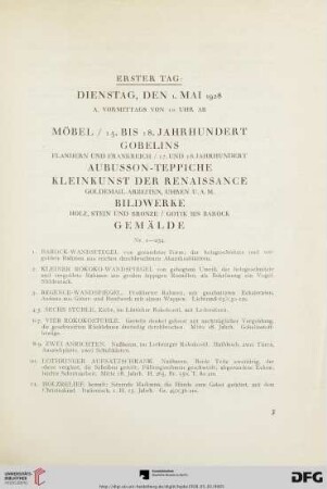 Erster Tag: Dienstag, den 1. Mai 1928 (Nr. 1-454)