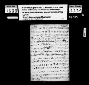 Tommaso Giordani: Concerto ex B. / per il / Pianoforte ô Cembalo / Violino I=mo / Violino II=do / & / Violoncello / Composto dal Signor Giordani; Besitzvermerk: Charles Prince de Hohenlohe.