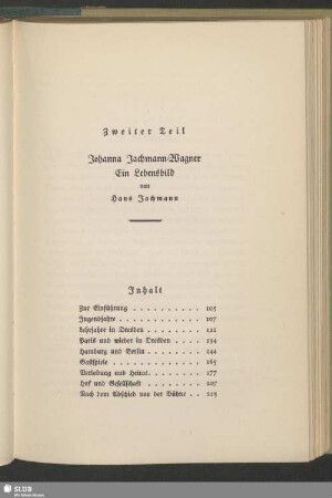Zweiter Teil: Johanna Jachmann-Wagner : Ein Lebensbild