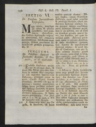 Sectio VI. De Potestate Jurisdictionis Episcopalis.