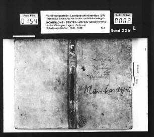 Lager- und Gültbuch über Mainhardtsall und Orbachshof.