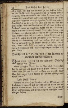 Das Gebet des Herrn, mit einer kurzen erklärenden Umschreibung.