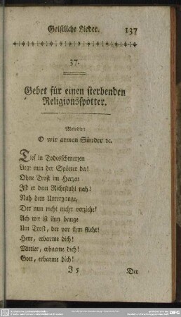 37. Gebet für einen sterbenden Religionsspötter