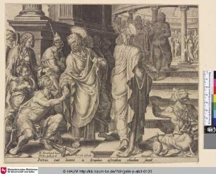 [St. Peter heals the cripple at the beautiful gate; Petrus heilt den behinderten Mann am Tor]