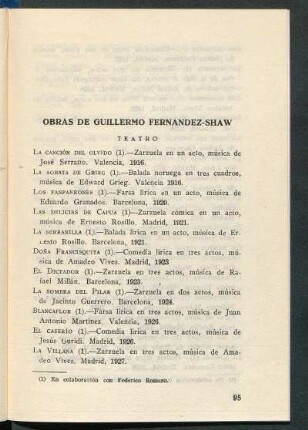 Obras de Guillermo Fernández-Shaw
