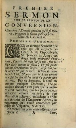 Sermons sur divers textes de l'Ecriture sainte, 1