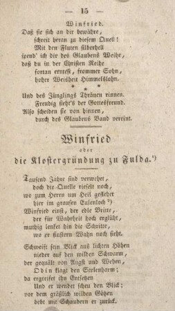 Winfried oder die Klostergründung zu Fulda.