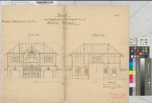 Entwurf zur Vergrößerung des Empfangsgebäudes auf Bahnhof Altenessen, Blatt 3: Schnitt, M. 1:50 Hge, Sknr.: 1, Fanr.: 9, Bunr.: 9