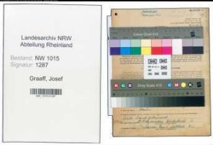Entnazifizierung Josef De Graaff , geb. 18.09.1883 (Postbeamter)