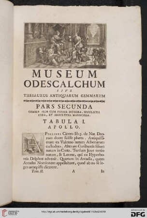 Museum Odescalchum sive thesaurus antiquarum gemmarum. Pars secunda. Gemmae alle cum forma integra, simulcra aerea, et anaglypha marmorea