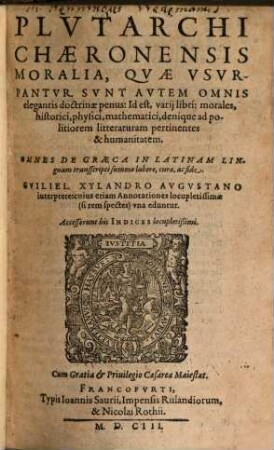 Moralia opuscula. 1. (1603)
