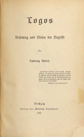Logos : Ursprung und Wesen der Begriffe