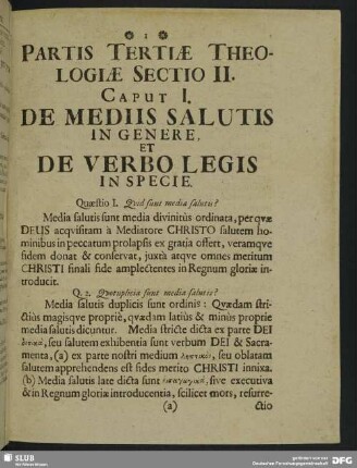 Partis Tertiae Theologiae Sectio II.