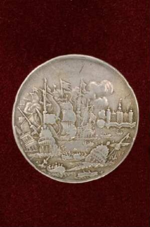 Medaille auf den Entsatz von Kopenhagen durch den Sieg der holländischen Flotte über die Schweden bei Kronborg