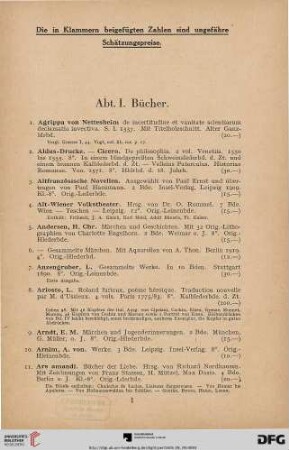Abt. I. Bücher (Nr. 1-398)