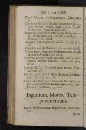 Ingenium. Mores. Temperamentum.