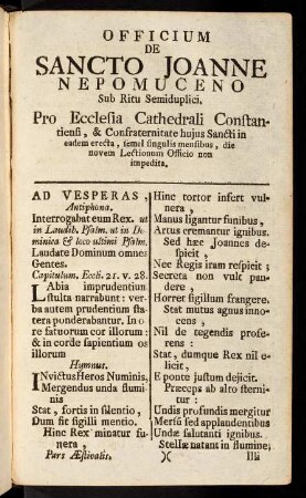 1-8, Officium de Sancto Joanne Nepomuceno...