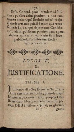 Locus V. De Justificatione.