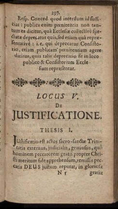 Locus V. De Justificatione.