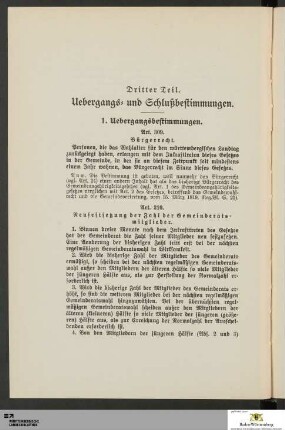 Dritter Teil: Uebergangs- und Schlußbestimmungen