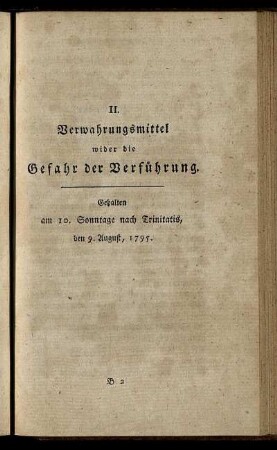 II. Verwahrungsmittel wider die Gefahr der Verführung.