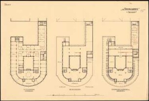 Geschäftshaus, Berlin: Grundrisse 2., 3., 4.OG, 2 Grundrisse Dachgeschoss (Variante)1:200