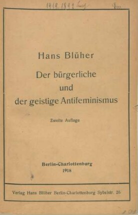 Der bürgerliche und der geistige Antifeminismus