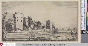 [Feld vor einigen Gebäuden mit Turm]